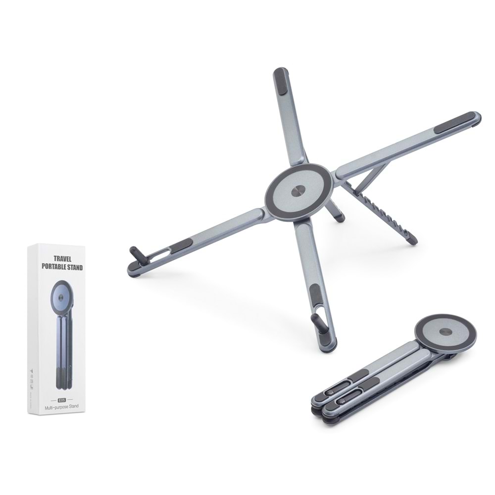 NODAR ND8032 Katlanır Manyetik 360° Döner Masaüstü Tablet ve Laptop Standı Metal - Gümüş