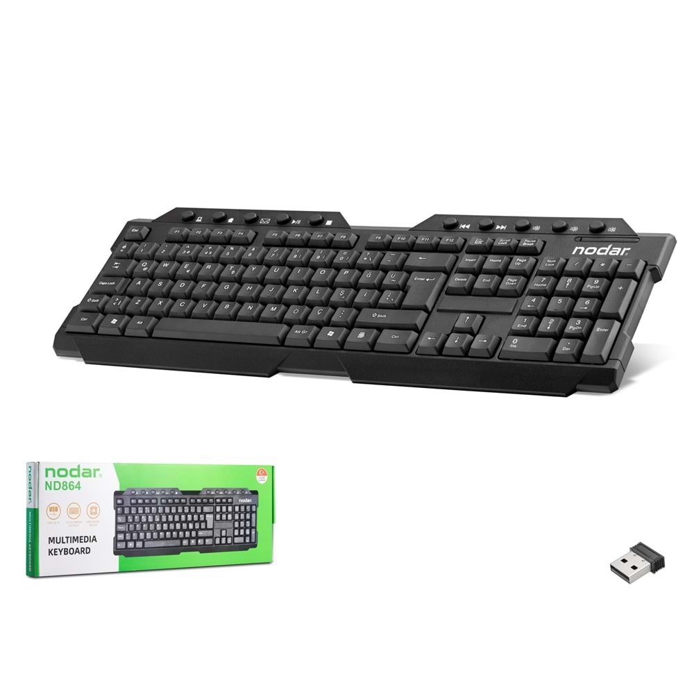 NODAR ND864 Kablosuz Multimedya Klavye Smart TV Uyumlu - Siyah