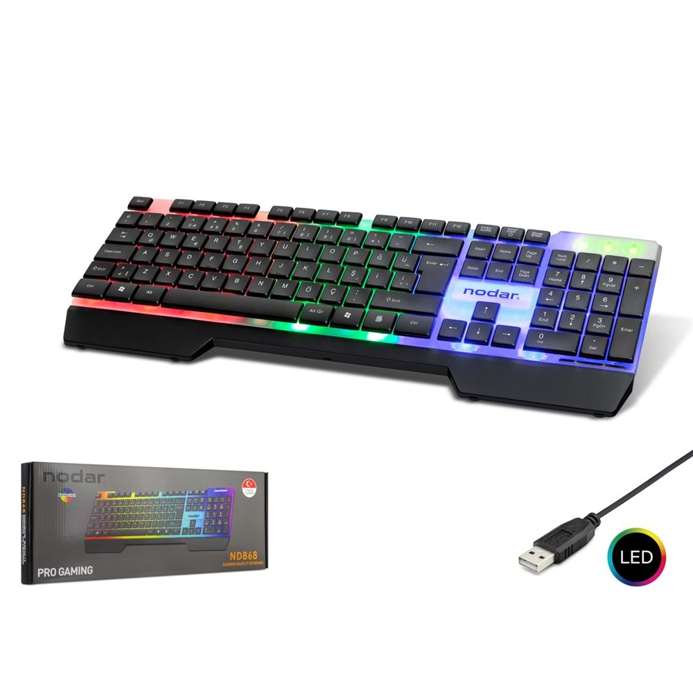 NODAR ND868 Gaming Slim Klavye LED - Siyah