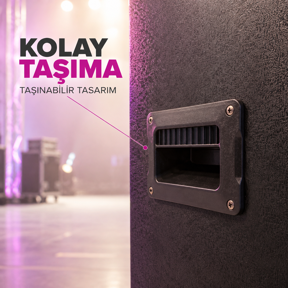 NDR NDR1526 Çift Karaoke Mikrofonlu Bluetooth Hoparlör FM Radyo 100W 2x15 İnç RGB Kumandalı Siyah