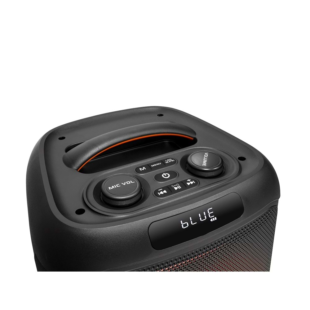 NDR NDR1745 Çift Karaoke Mikrofonlu Bluetooth Hoparlör FM Radyo 20W 8 İnç RGB Kumandalı Siyah
