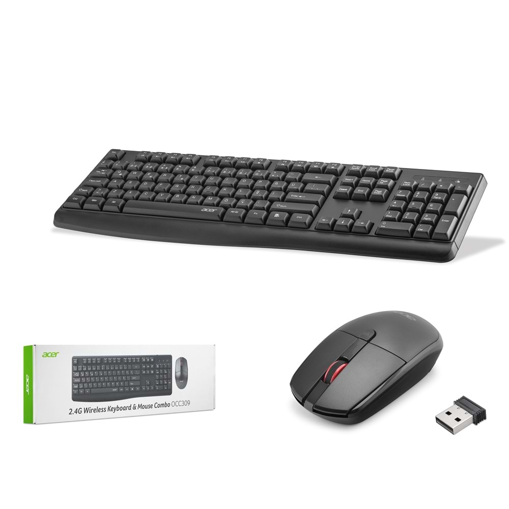 ACER OCC309 Kablosuz Klavye Mouse Seti 1600 DPI Siyah