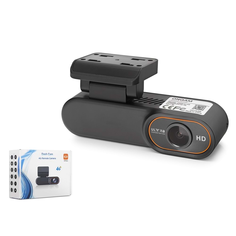 HOTKAM ONM-41 4G SIM Kartlı Araç Kamerası 3MP Tek Lens Dash Cam - Siyah