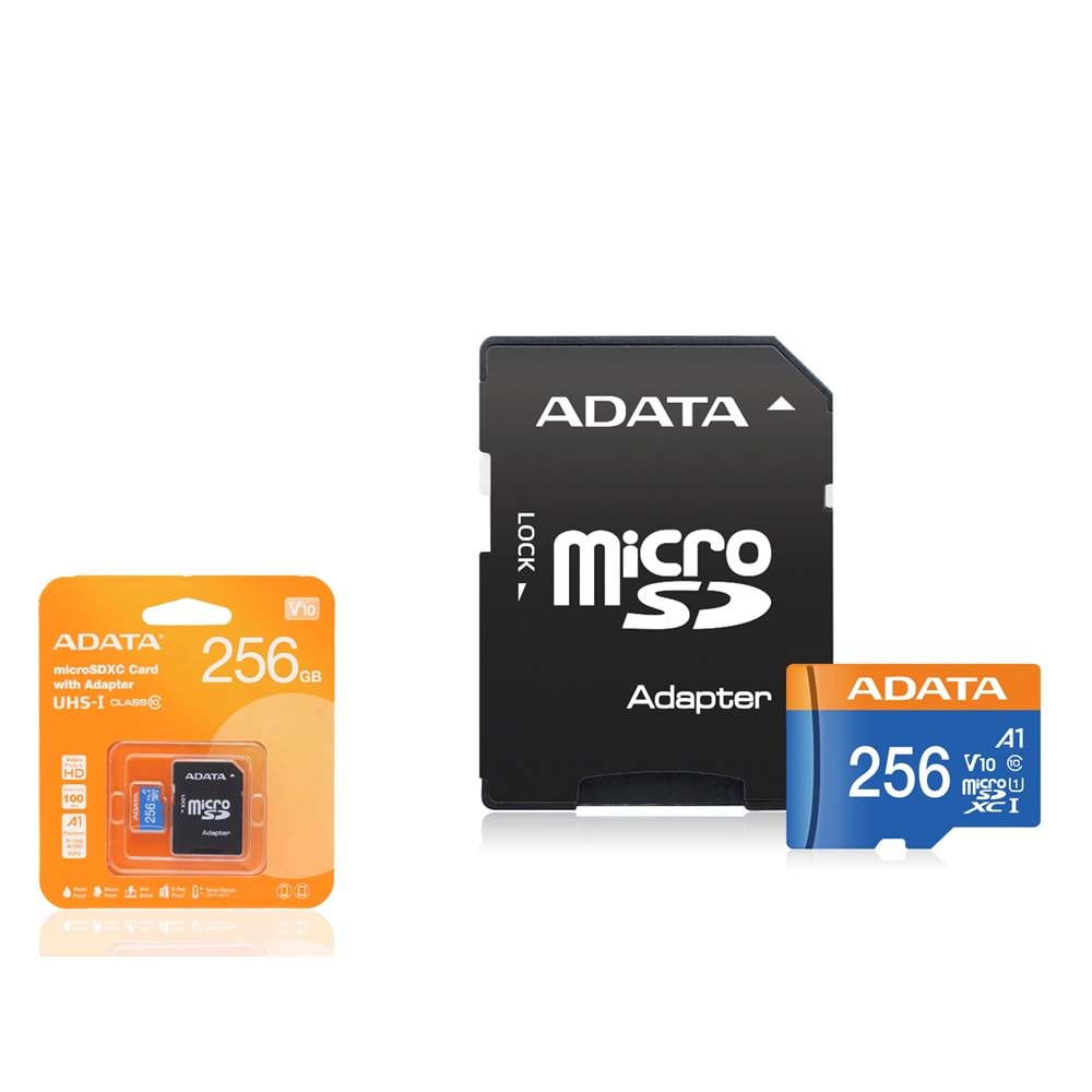 ADATA Premier 256 GB Micro SDXC Hafıza Kartı UHS-I Class 10 V10 A1 Adaptörlü Siyah