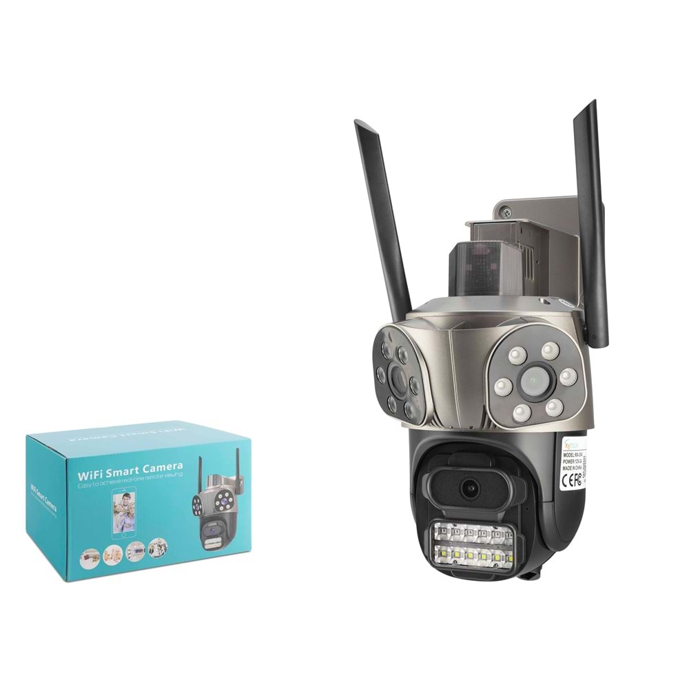 X5-TECH RX35AI Wi-Fi Speed Dome IP Güvenlik Kamerası 3 x 3MP iCSee PTZ Gri Siyah