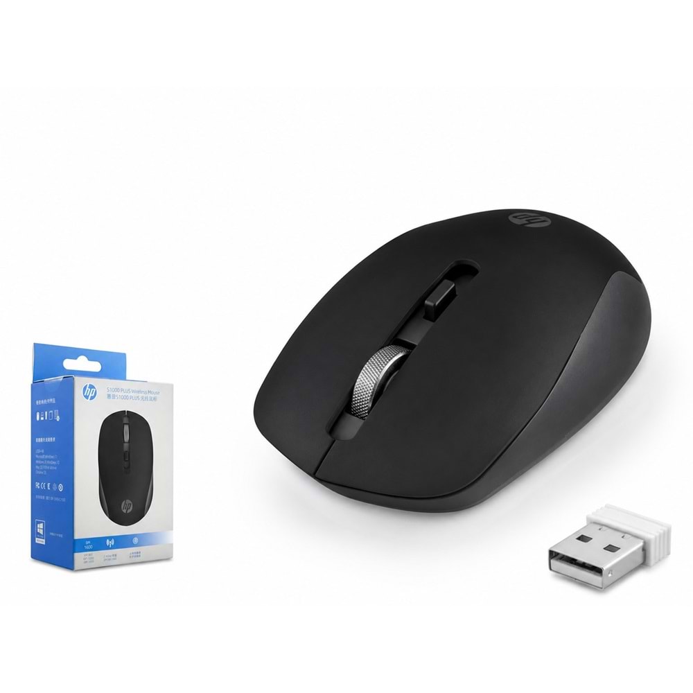 HP S1000 Plus Sessiz Kablosuz Mouse 2.4 GHz 1600 DPI Siyah