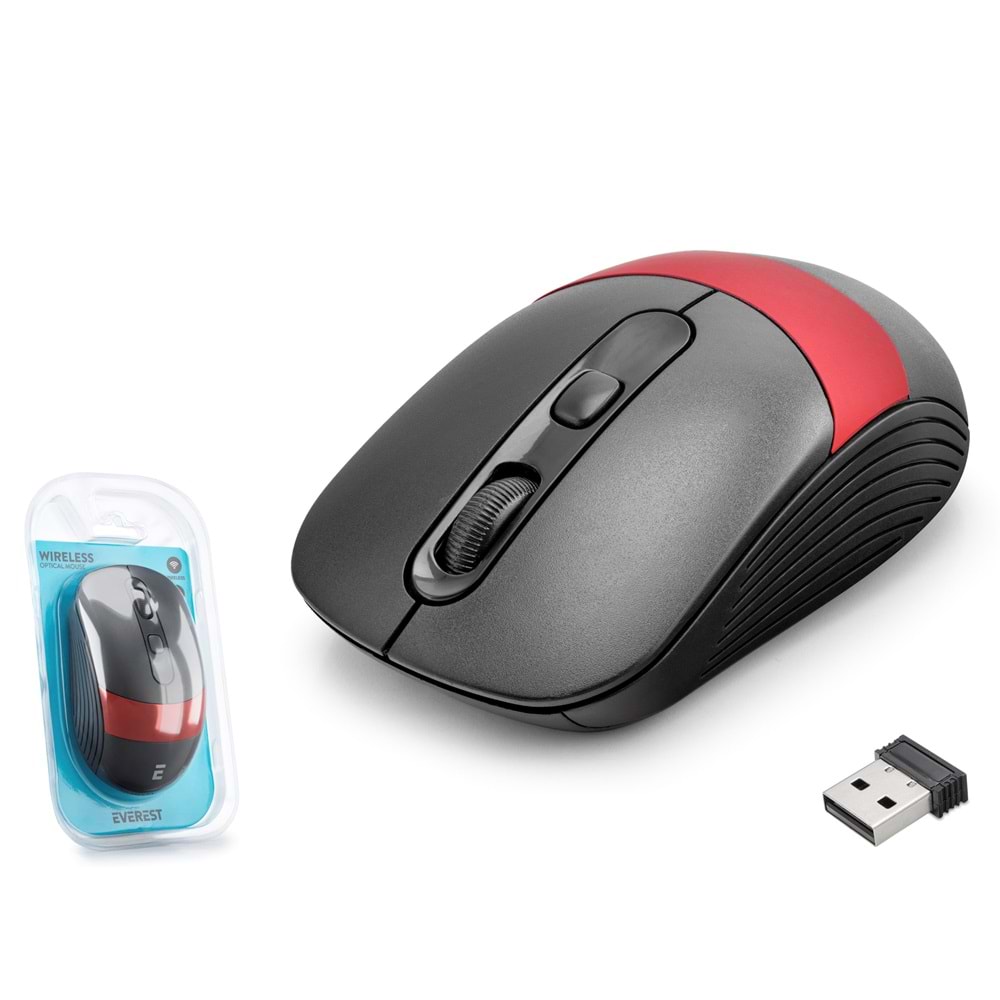 EVEREST SM18SK Kablosuz Mouse 1600 DPI Siyah Kırmızı