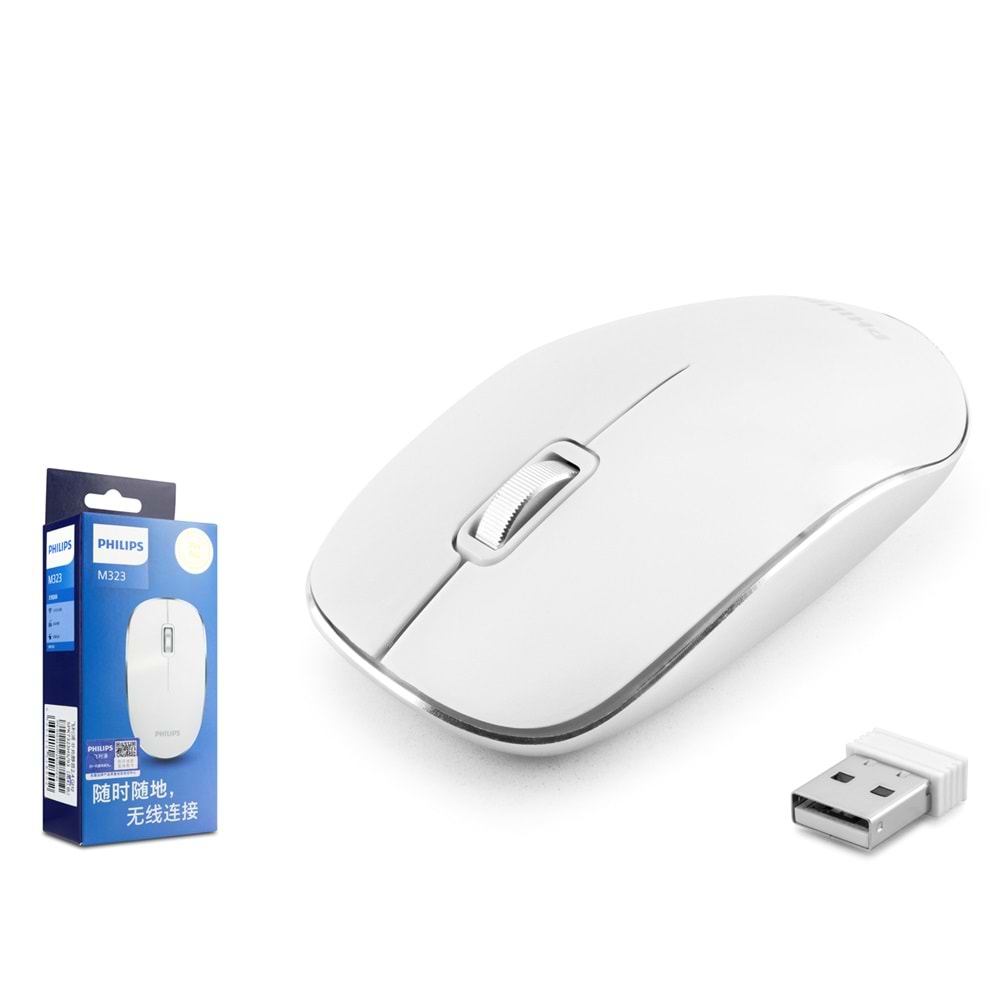 PHILIPS SPK7323WS Sessiz Kablosuz Mouse Optik 800/1200 DPI - Beyaz