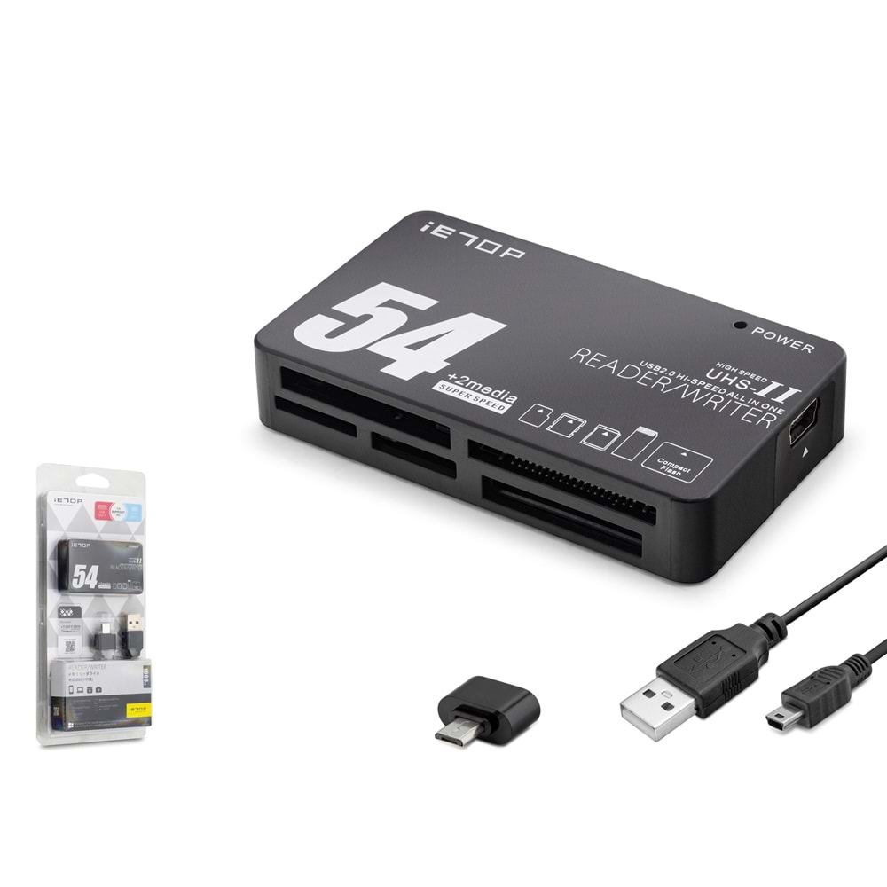 iETOP TC209 USB Type-C All in One Kart Okuyucu SD MicroSD MMC MS 480 Mbps Siyah