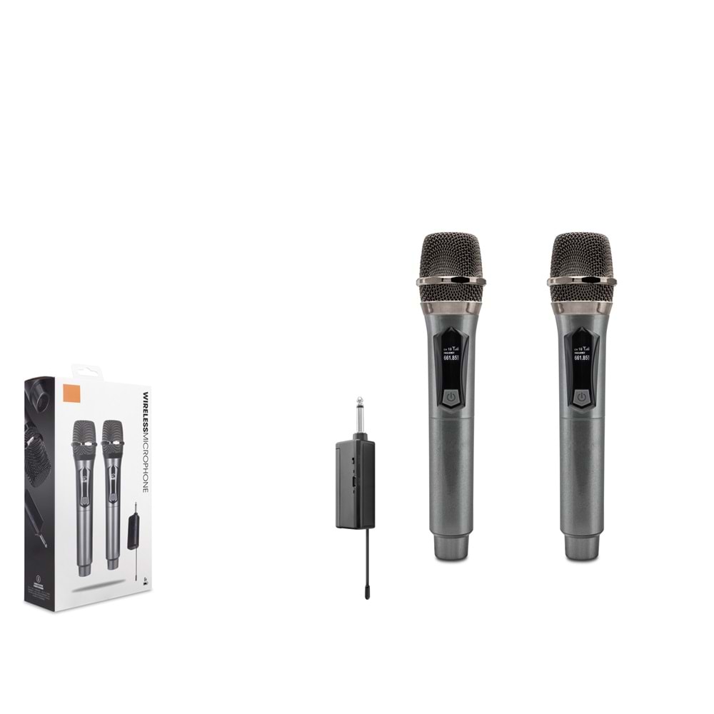 HADRON W1 Kablosuz UHF El Mikrofonu 2 Li Set 6.35 mm - Siyah