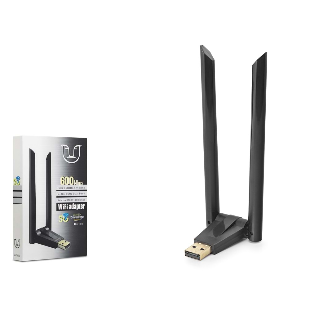 NONAP W166 USB WiFi Adaptör 600 Mbps AC Dual Band - Siyah