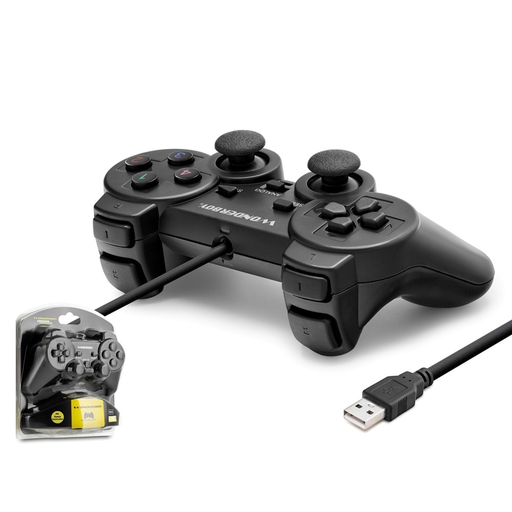 WONDERBOY W201S PC Uyumlu Kablolu USB GamePad Oyun Kolu - Siyah