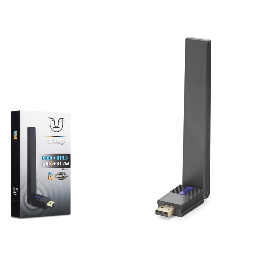 NONAP W211 USB WiFi Bluetooth Adaptörü 5 GHz WiFi 6 BT 5.3 Siyah