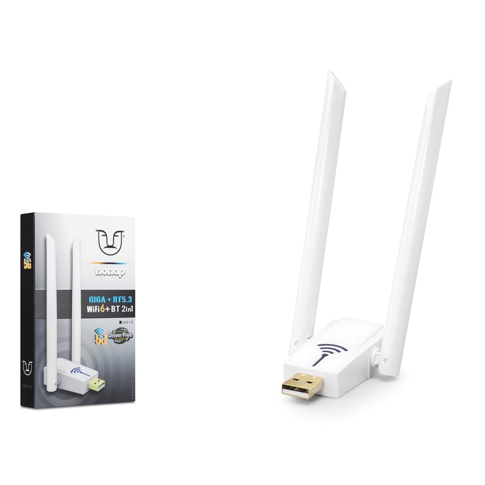 NONAP W212 USB WiFi Adaptör WiFi 6 Bluetooth 5.3 - Beyaz