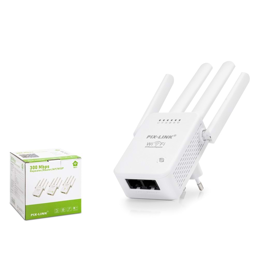PIX-LINK LV-WR47D4Q WiFi Repeater / Router / AP 300 Mbps - Beyaz