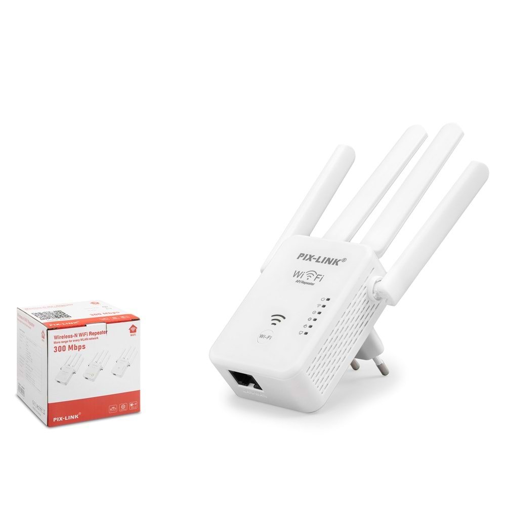 PIXLINK WR49S4T WiFi Repeater Access Point 300 Mbps Beyaz
