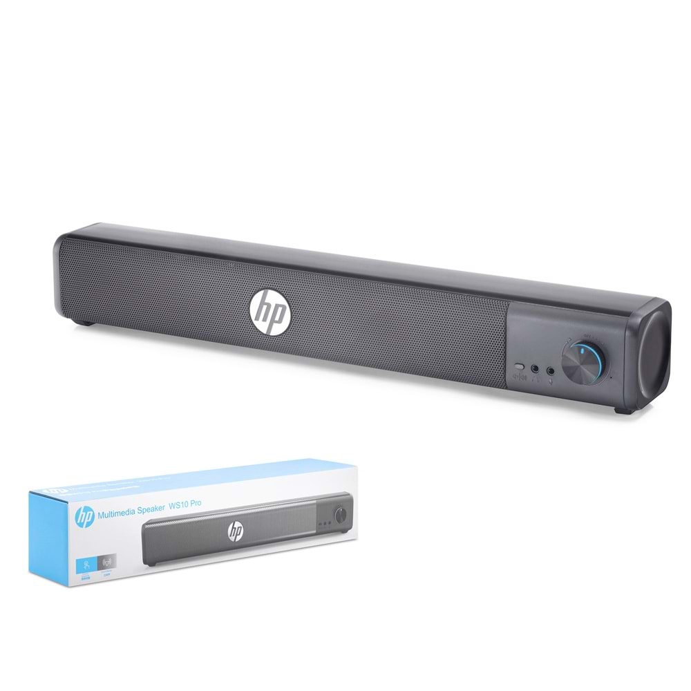 HP WS10 Pro Soundbar Masaüstü Hoparlör USB + 3.5mm 6W - Siyah
