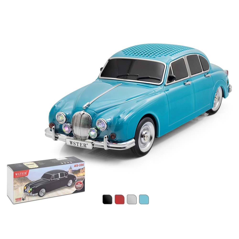 HADRON WSTER WS596 Bluetooth Hoparlör FM Radyo 10W USB TF LED Klasik Araba Tasarımlı