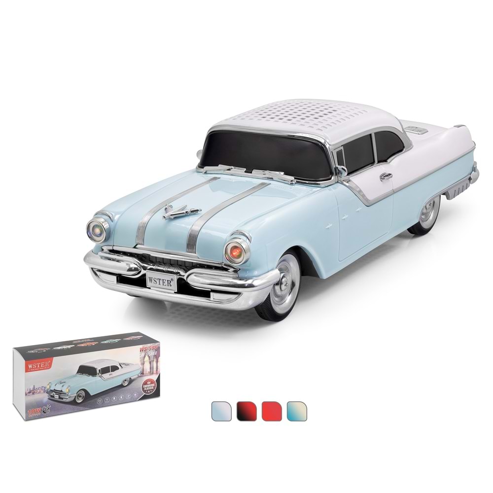 HADRON WS598 Bluetooth Hoparlör FM Radyo 10W USB TF LED Klasik Araba Tasarımlı