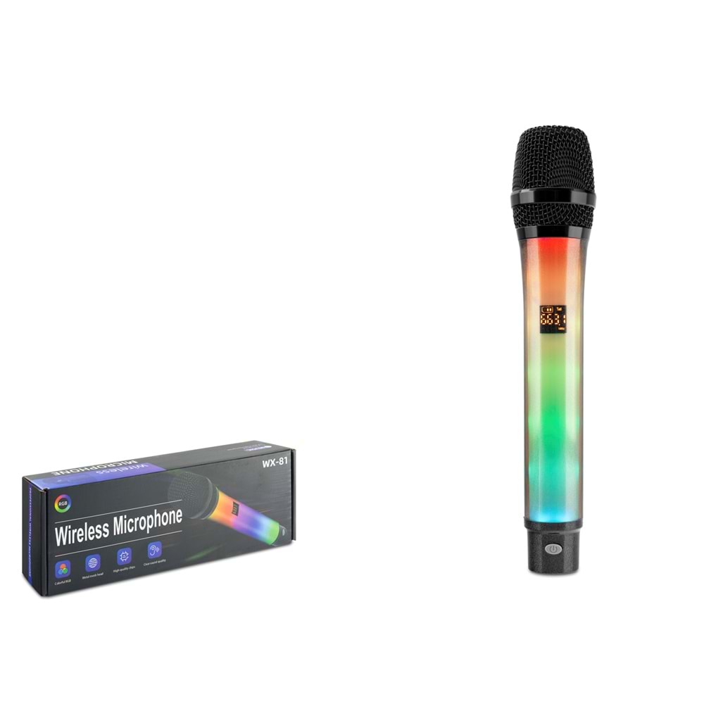 HADRON WX-81 Kablosuz UHF El Mikrofonu RGB - Siyah