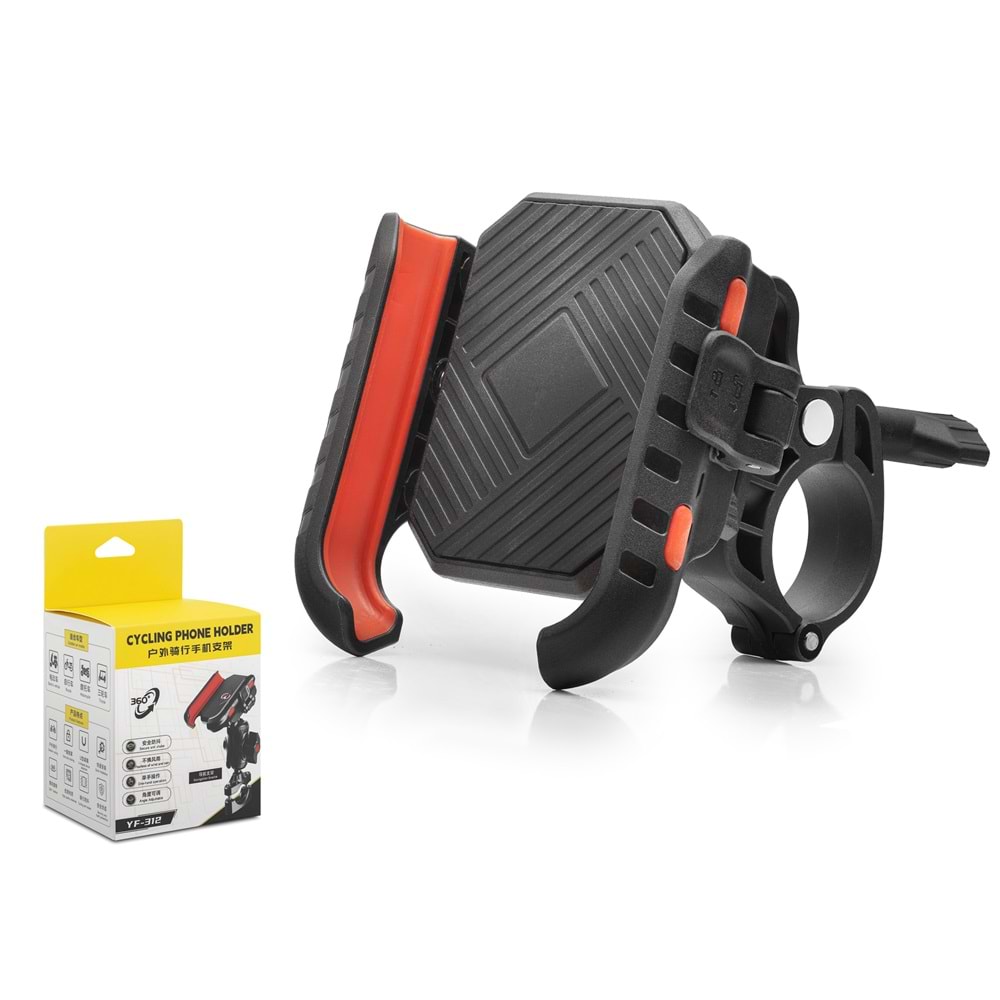 HADRON YF312 360° Döner Motosiklet ve Bisiklet Gidon Telefon Tutucu Titreşim Engelleyici - Siyah