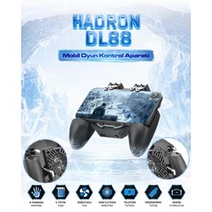 HADRON DL88 Mobil Oyun Kontrol Aparatı Telefon Tutuculu Soğutucu Fanlı 4 Butonlu Siyah