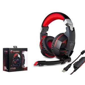 HADRON G59 USB LED 7.1 Surround Over-Ear Mikrofonlu Gaming Kulaklık PS4 Uyumlu Siyah Kırmızı