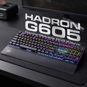 HADRON G605 Mekanik Gaming Klavye Blue Switch Bilek Destekli RGB 104 Tuş Siyah