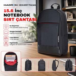 HADRON HDX4007 Palma 15.6 İnç Notebook Sırt Çantası Siyah