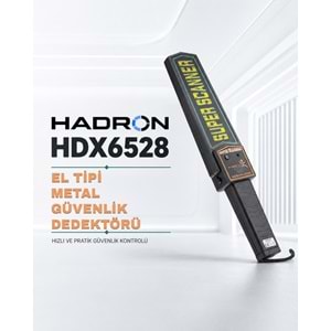 HADRON HDX6528 Super Scanner El Tipi Güvenlik Metal Dedektörü Siyah