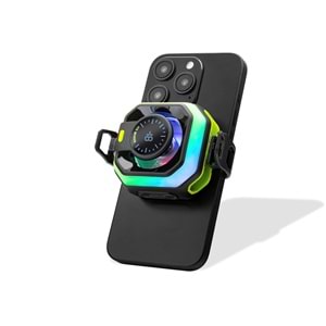HADRON JS86 Manyetik Telefon Soğutucu Fan RGB Isı Göstergeli Siyah