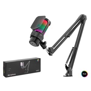 HADRON M835B Gaming RGB Mikrofon Seti Ayarlı Masa Kolu Type-C 192kHz 24Bit - Siyah