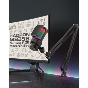 HADRON M835B Gaming RGB Mikrofon Seti Ayarlı Masa Kolu Type-C 192kHz 24Bit - Siyah