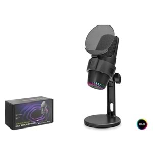 HADRON M9 Gaming RGB Masaüstü Mikrofon Type-C 48kHz 16Bit - Siyah