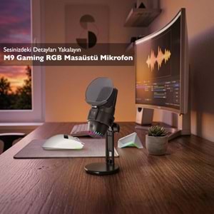 HADRON M9 Gaming RGB Masaüstü Mikrofon Type-C 48kHz 16Bit - Siyah