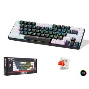 MOFAN MF1703B TRI Mod Mekanik Gaming Klavye Red Switch RGB 68 Tuş Siyah Beyaz