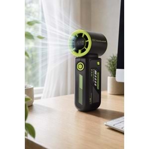 HADRON N115 Şarjlı Turbo Mini El Fanı 3600 mAh Dijital Göstergeli 5 Kademeli