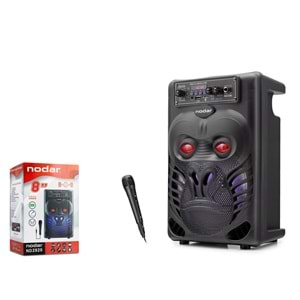 NODAR ND2820 Karaoke Mikrofonlu Bluetooth Hoparlör FM Radyo 8 İnç RGB Siyah