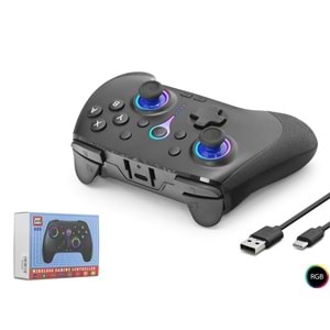 NODAR ND505B Bluetooth GamePad PC iOS Android Switch PS3 PS4 Uyumlu RGB Type-C - Siyah