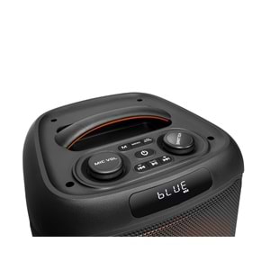 NDR NDR1745 Çift Karaoke Mikrofonlu Bluetooth Hoparlör FM Radyo 20W 8 İnç RGB Kumandalı Siyah