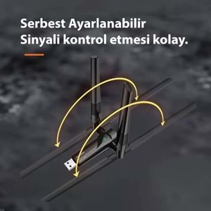 PIXLINK UAX04 USB WiFi Adaptörü AX1800 Dual Band 5 GHz WiFi 6 Siyah