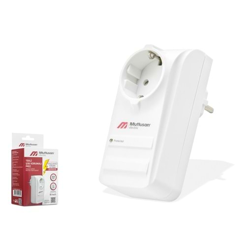 MUTLUSAN 0018881000040000 Şok Korumalı Tekli Priz - Beyaz