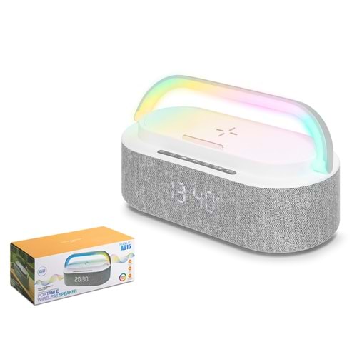 HADRON A915 Mini Bluetooth Hoparlör FM RGB - Beyaz