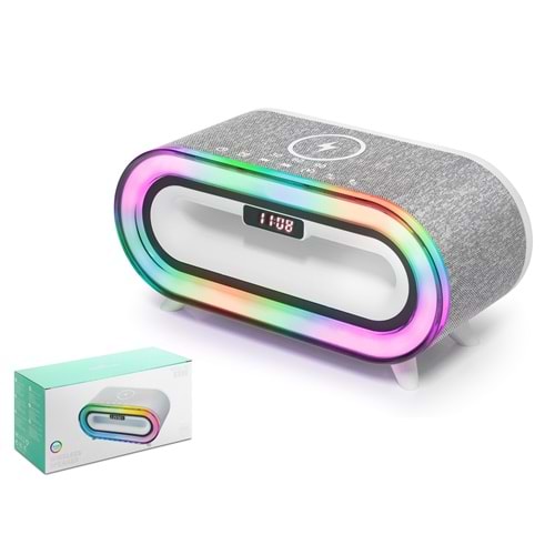 HADRON A916 Mini Bluetooth Hoparlör FM RGB - Beyaz
