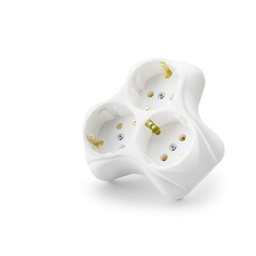 ALMERA ALM3 Yonca Tip Topraklı 3x Priz Çoğaltıcı - Beyaz