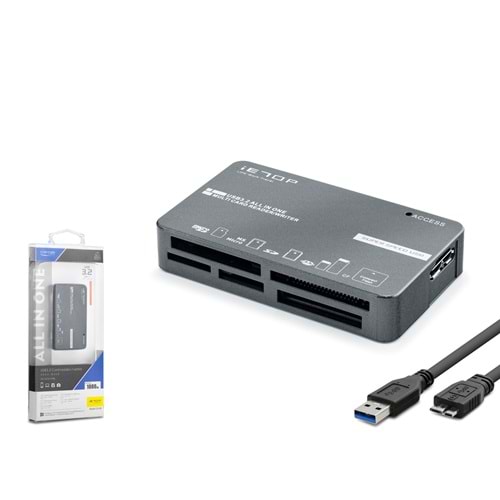 iETOP C308 USB 3.2 Gen1 All in One Kart Okuyucu CF SD MicroSD MS XD 5 Gbps Siyah