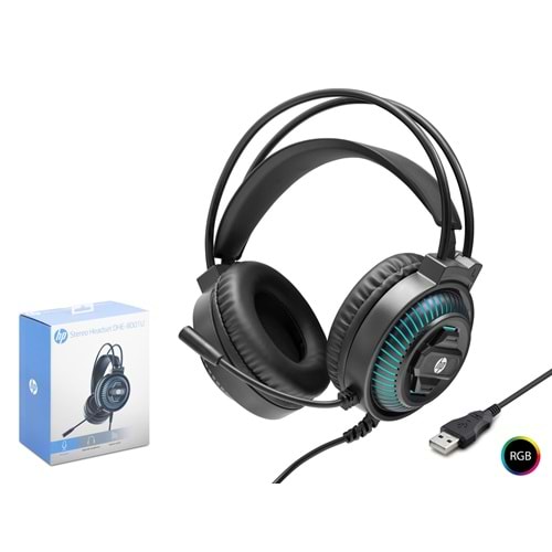 HP DHE8001U Gaming Kulaklık Mikrofonlu USB + 3.5mm RGB - Siyah