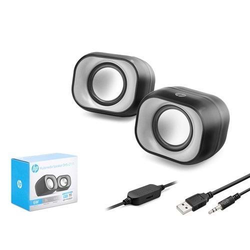 HP DHS2111 Masaüstü Hoparlör 1+1 USB + 3.5mm 6W - Siyah