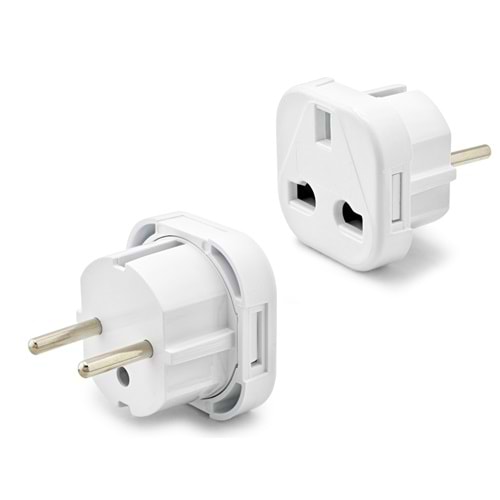 HADRON FIS003 Avrupa Tip Erkek Amerikan / İngiliz Dişi Fiş Adaptörü 10A 250V - Beyaz