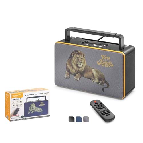 FEEXOT FX2506B Bluetooth Nostaljik FM Radyo USB TF AUX Kumandalı Taşınabilir Hoparlör - Siyah